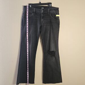 HUDSON Collin Midrise Bootcut Crop Black Sz 28 Distressed